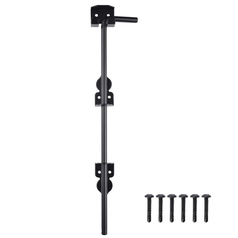 SANKINS 18" Cane Bolt Drop Rod Heavy Duty Gate Hardware Black Solid Steel Gate Ground Latch for Wood PVC Vinyl Metal Fences Doors, Holding Gates to The Ground (1 Pack) - Image 1